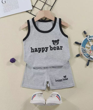 Zomer Set Kinderen: Katoenen Mouwloos Vest & Shorts met Leuke Prints