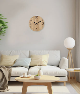Moderne Houten Wandklok met Houtnerf Textuur - Stille Werking & Batterijgevoed - 10-16 Inch