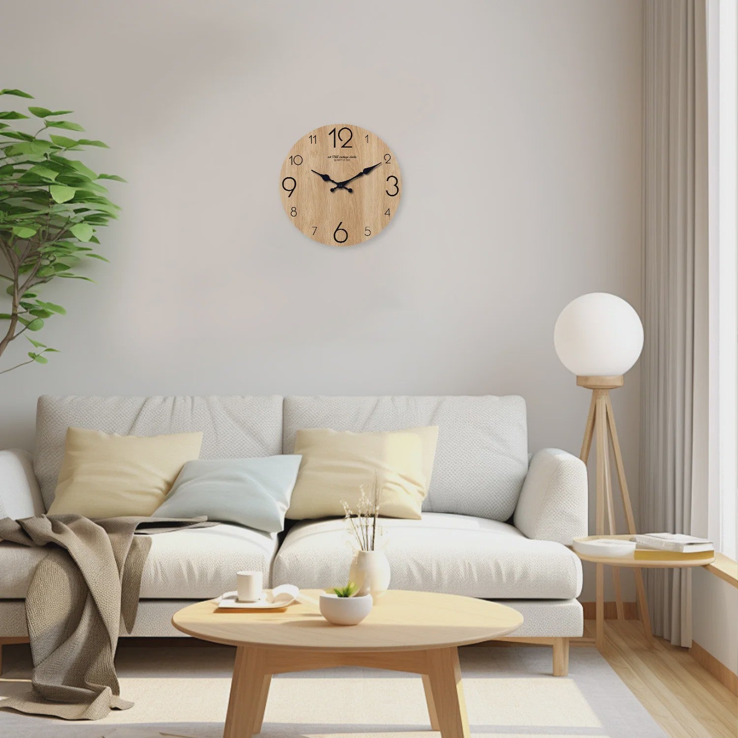 Moderne Houten Wandklok met Houtnerf Textuur - Stille Werking & Batterijgevoed - 10-16 Inch