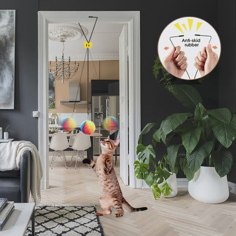 Interactief Katten Speeltje met Kleurrijke Ballen - Deurhanger voor Eindeloos Plezier