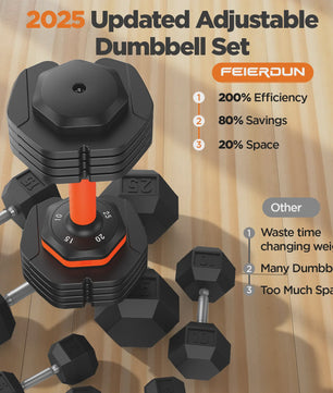 Verstelbare Dumbbell Set (2x 25LB) - Snel Wisselen voor Thuisgym