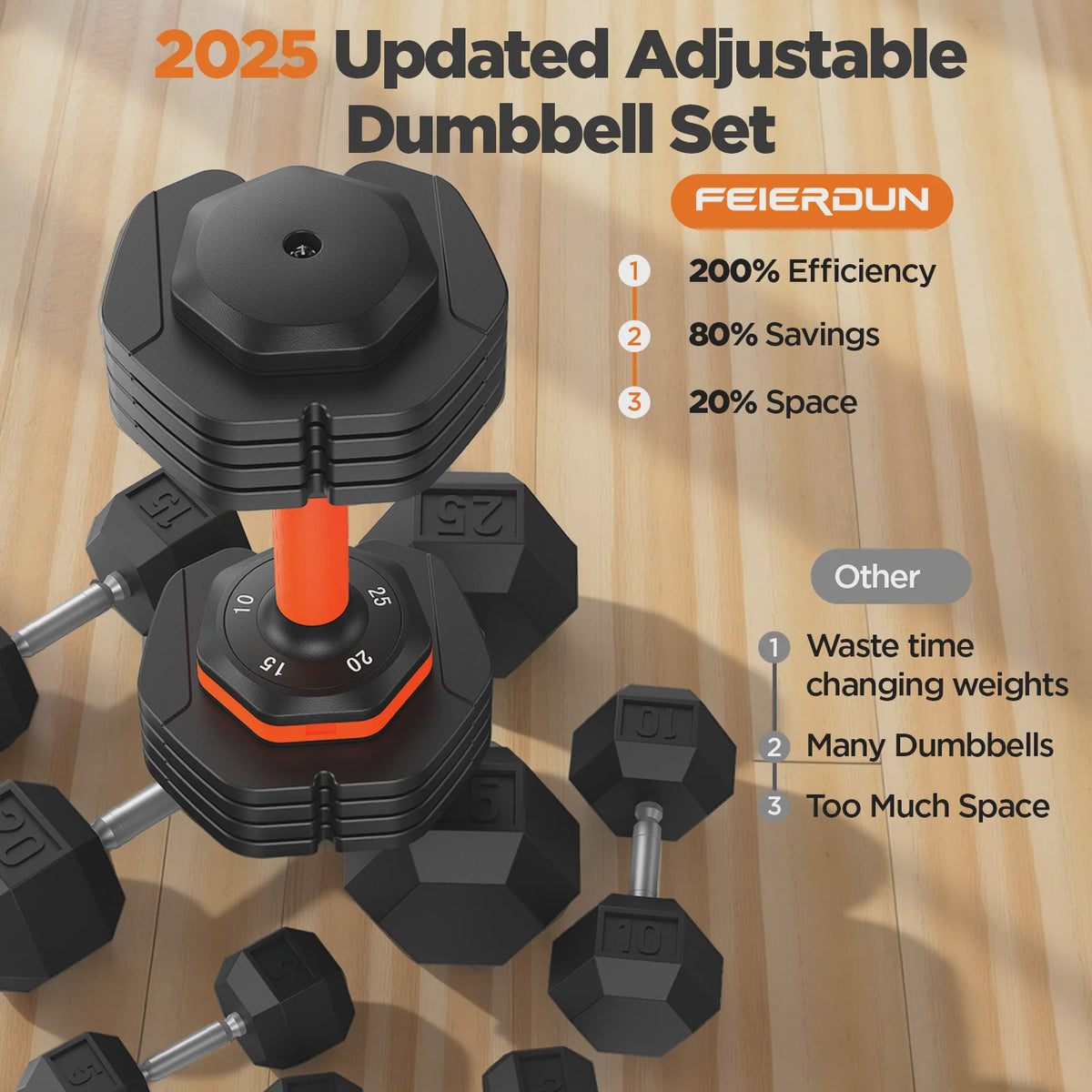Verstelbare Dumbbell Set (2x 25LB) - Snel Wisselen voor Thuisgym