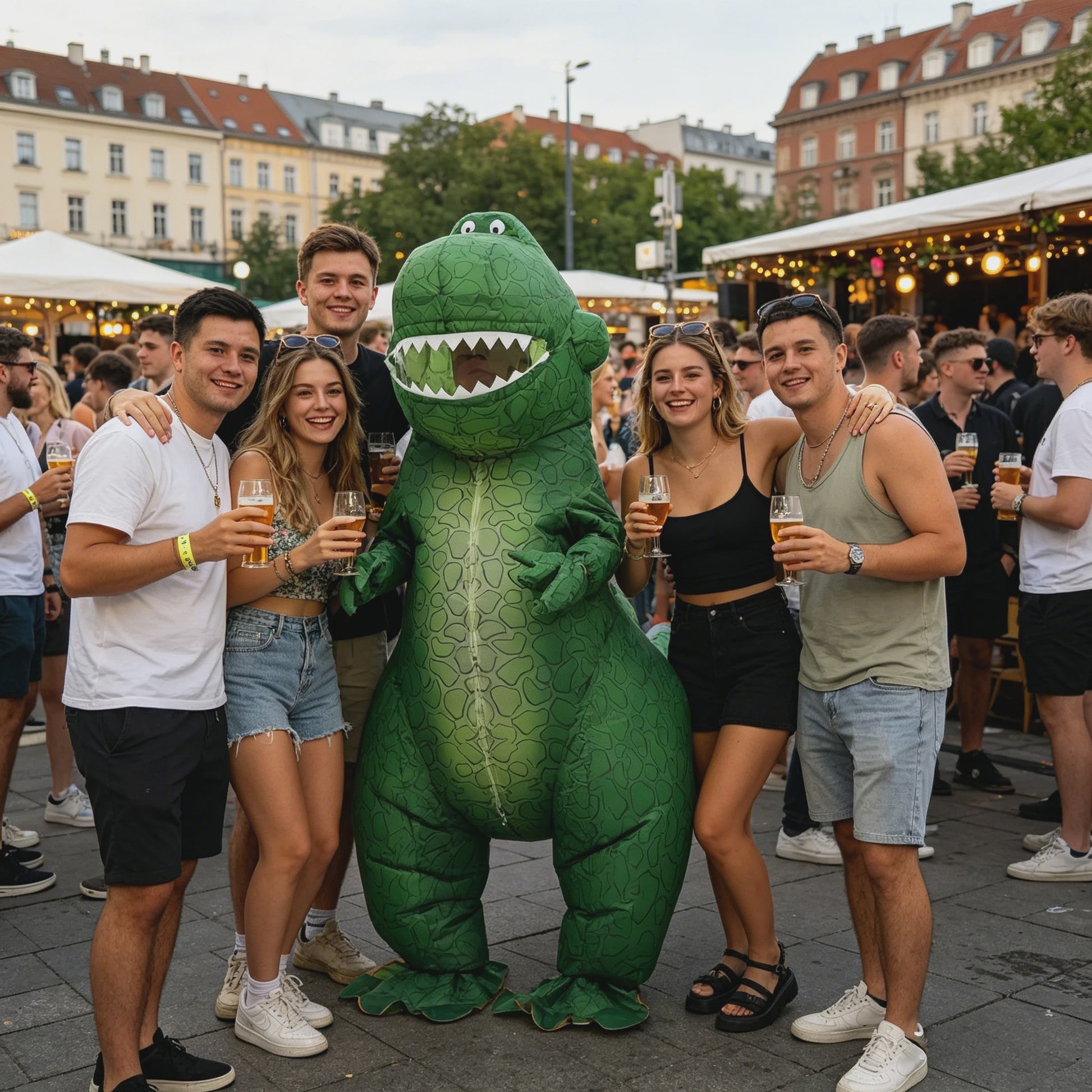 Opblaasbaar T-Rex Dino Kostuum voor Volwassenen - Mascot Feest Outfit