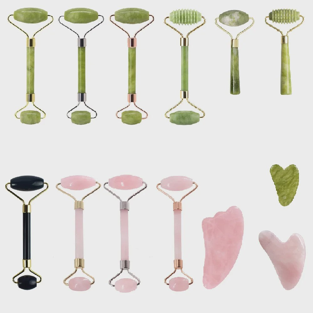 Jade Roller & Gua Sha Set: Dubbelzijdige Gezichtsroller voor Lifting en Ontzwellen