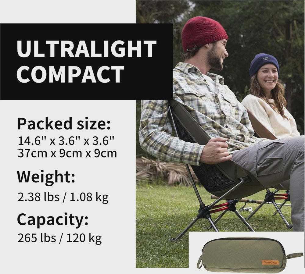 Naturehike Ultralichte Campingstoel - Draagbaar, Opvouwbaar & Stabiel (120kg)