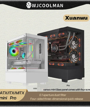 WJCOOLMAN Xuanwu Mini/Pro PC Behuizing - M-ATX/ITX, 270° Panoramisch Uitzicht