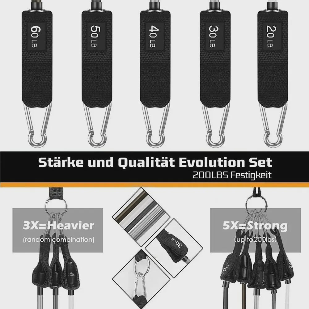 Verstelbare Weerstandsbanden Set (20-200 LBS) voor Krachttraining & Fitness