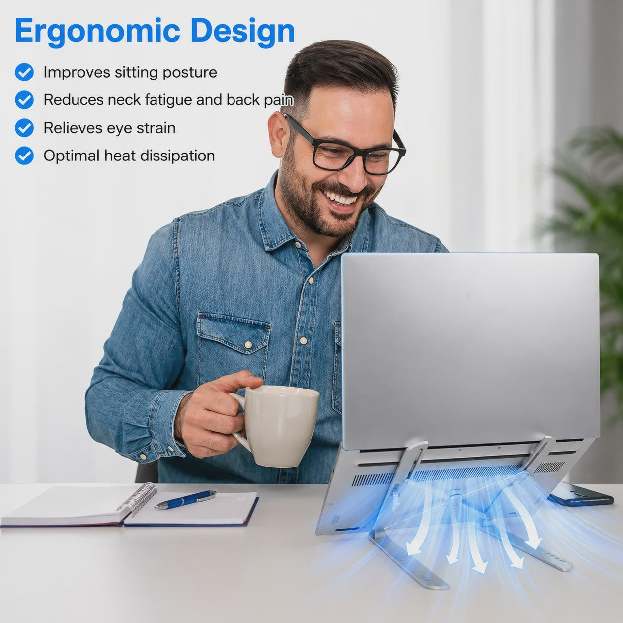 Verstelbare Laptopstandaard - Ergonomisch & Opvouwbaar Bureau Accessoire