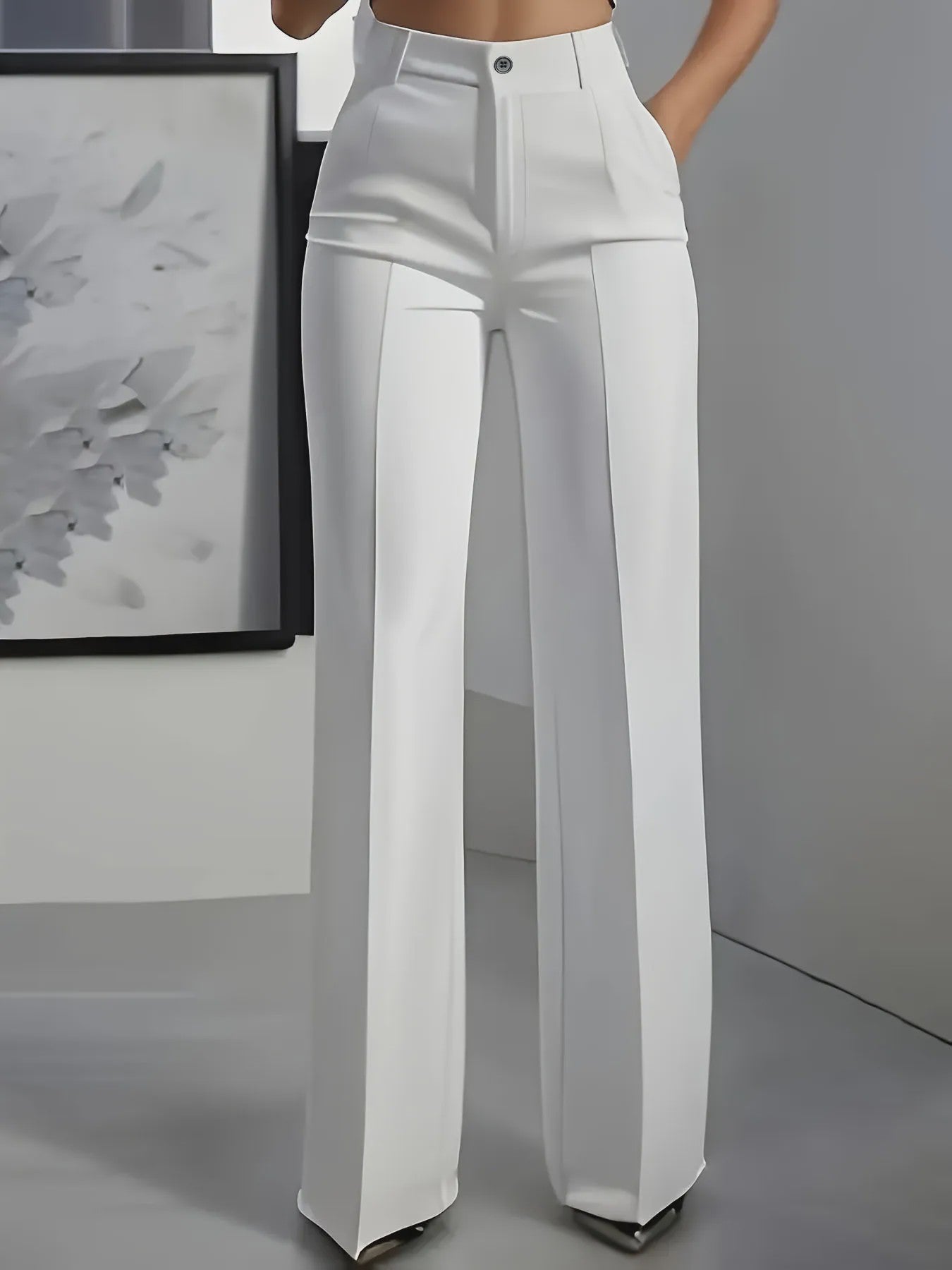 Dames Pantalon Hoge Taille Recht Model - Stijlvolle Suit Pants