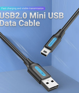 Vention Mini USB 2.0 Kabel - Snelladen & Dataoverdracht voor Camera, MP3, GPS