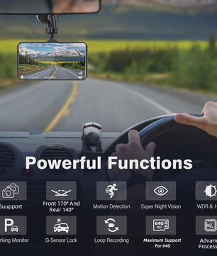 E-ACE Full HD 1080P Dash Cam met 4-inch Touch IPS Scherm, Dubbele Camera Voor & Achter, Nachtzicht en Parkeerfunctie