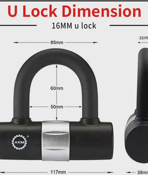 Heavy Duty U-Lock 16mm Fiets & Motor - Anti-diefstal Sluiting met 2 Sleutels