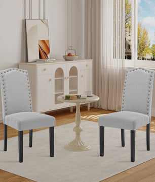 Set van 2 Gestoffeerde Eetkamerstoelen met Hoge Rugleuning - Stijlvol Design voor Woonkamer, Keuken of Hotel