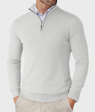Heren Gebreide Pullover met Ritskraag - Slim Fit Lichtgewicht Casual Sweater