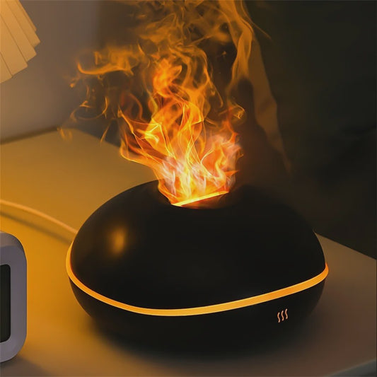 Vlam Luchtbevochtiger met Aroma Diffuser en Kleurrijk Nachtlampje