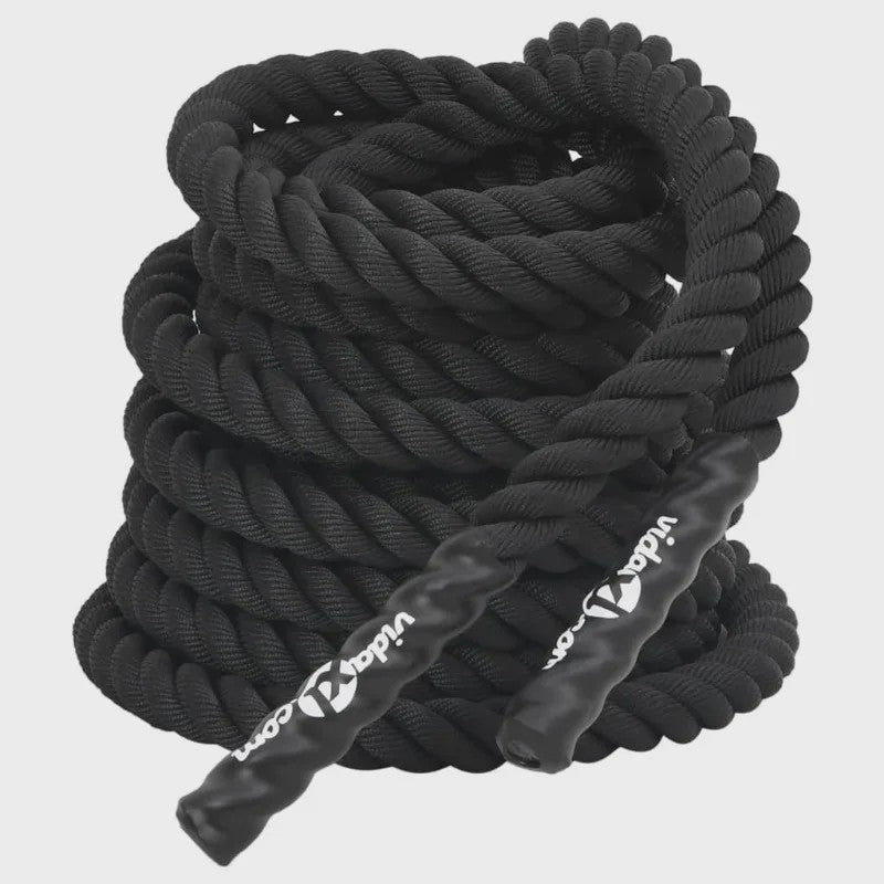 Black Battle Rope 12m - 9kg Polyester - Krachttraining & Uithoudingsvermogen