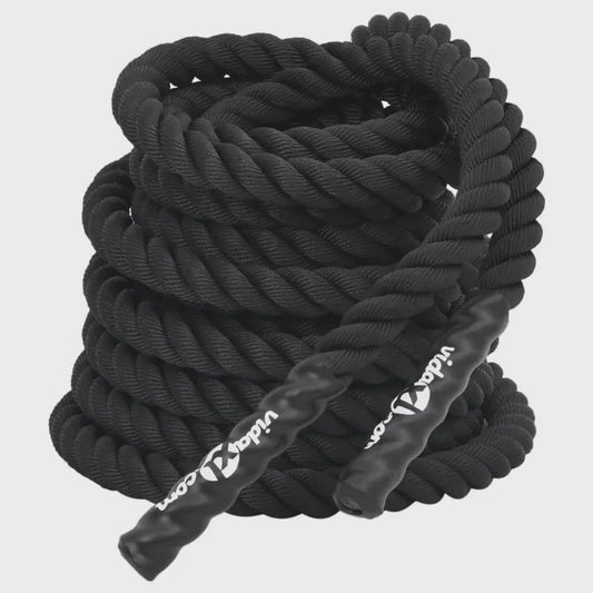 Black Battle Rope 12m - 9kg Polyester - Krachttraining & Uithoudingsvermogen