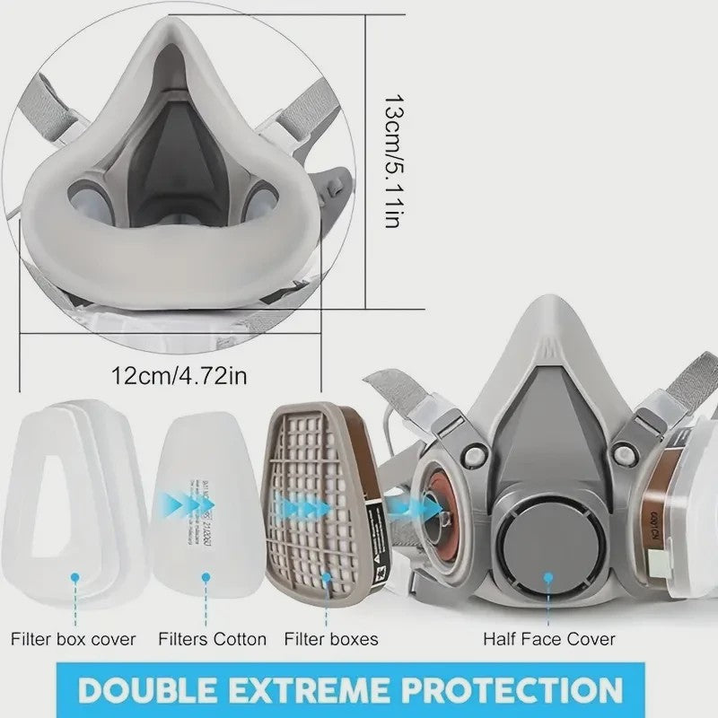 Professioneel Half-Face Stof- en Gasmasker met Verwisselbare Filters voor Schilderen en Spuiten