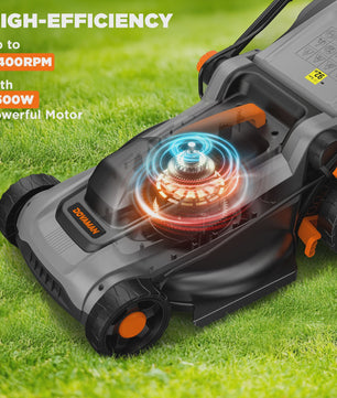 DOVAMAN Elektrische Grasmaaier 1500W - 36cm Maaibreedte, 40L Opvangbak, Mulchfunctie