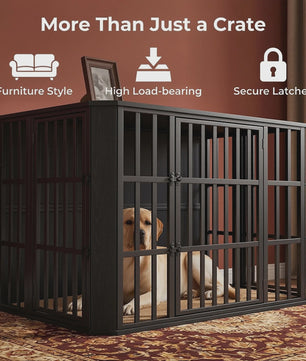 Luxe Houten Hondenkennel met Dubbele Deuren en Bovenklep - 120x75x81 cm