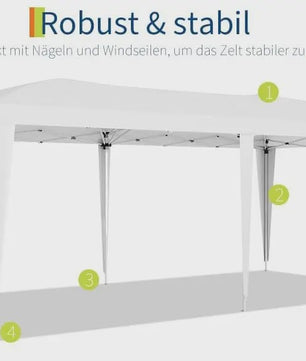 Klapgazebo 3x6m Wit - Ruime Feesttent met 6 Zijwanden voor Feest, Camping & Tuin