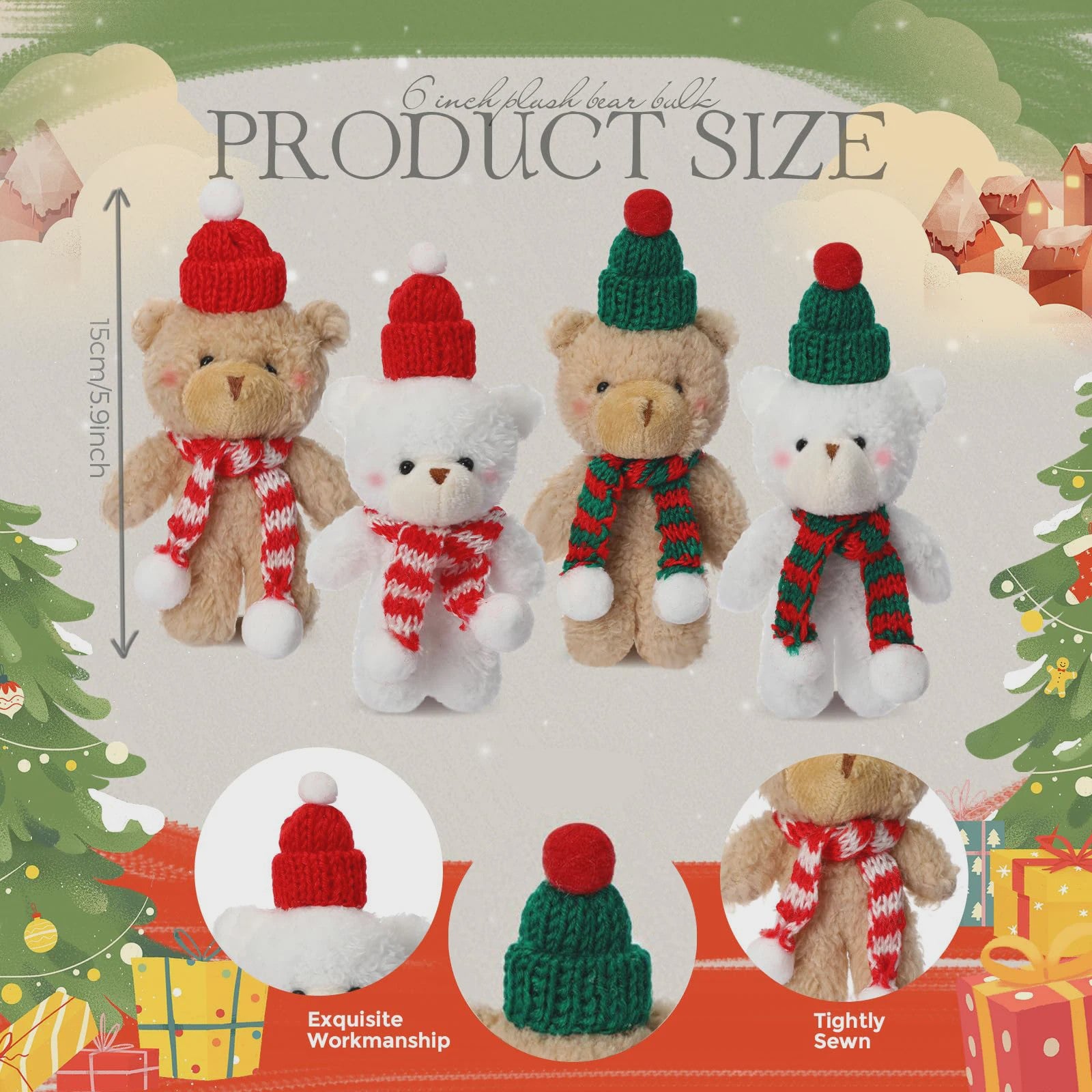 Schattige Kerst Knuffel Beer - Mini Pluche Beertjes Decoratie & Cadeau