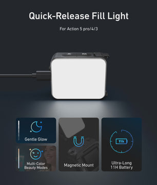 TELESIN Mini Waterproof Fill Light voor DJI OSMO Action Camera's - Verbeter je beelden