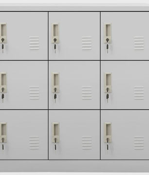 Grijze Lockerkast met Sleutelslot - 9 Vakken - Staal - 90x45x92.5 cm
