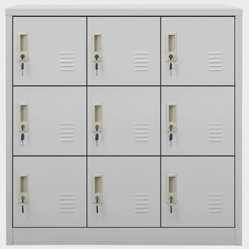 Grijze Lockerkast met Sleutelslot - 9 Vakken - Staal - 90x45x92.5 cm