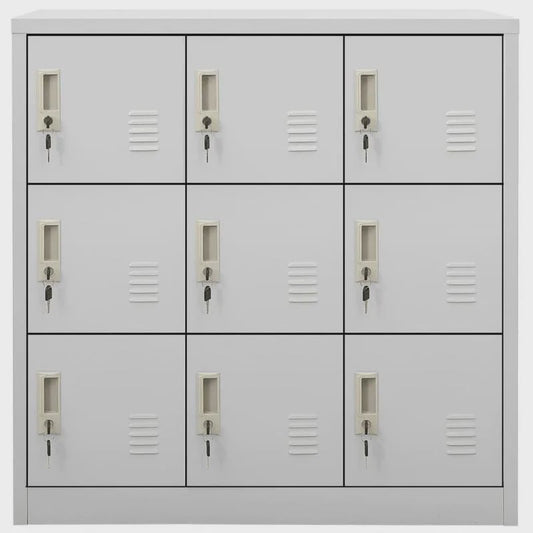 Grijze Lockerkast met Sleutelslot - 9 Vakken - Staal - 90x45x92.5 cm