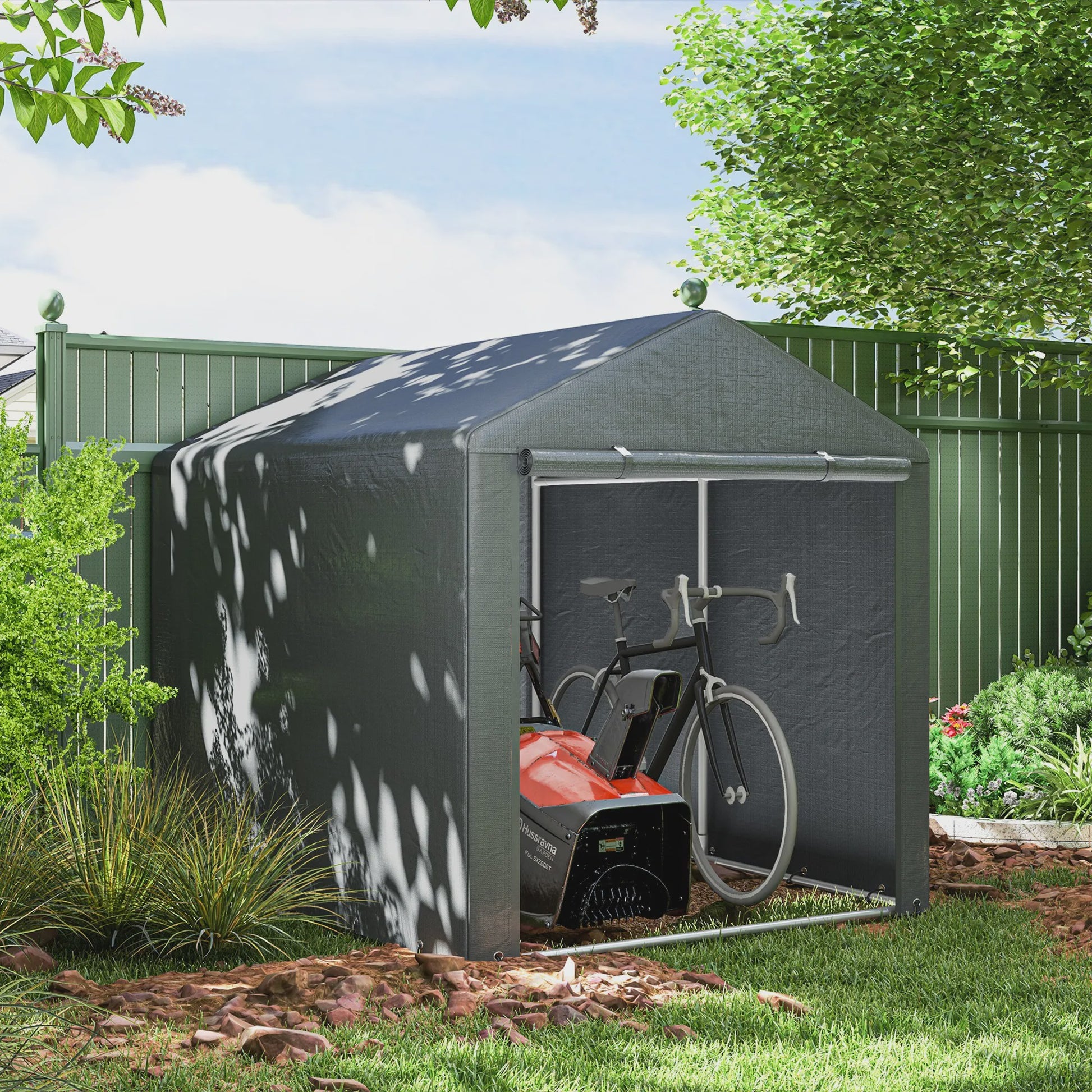 Outsunny Tuinopslag Tent 2x2m - Waterdichte Fietsenstalling met Stalen Frame