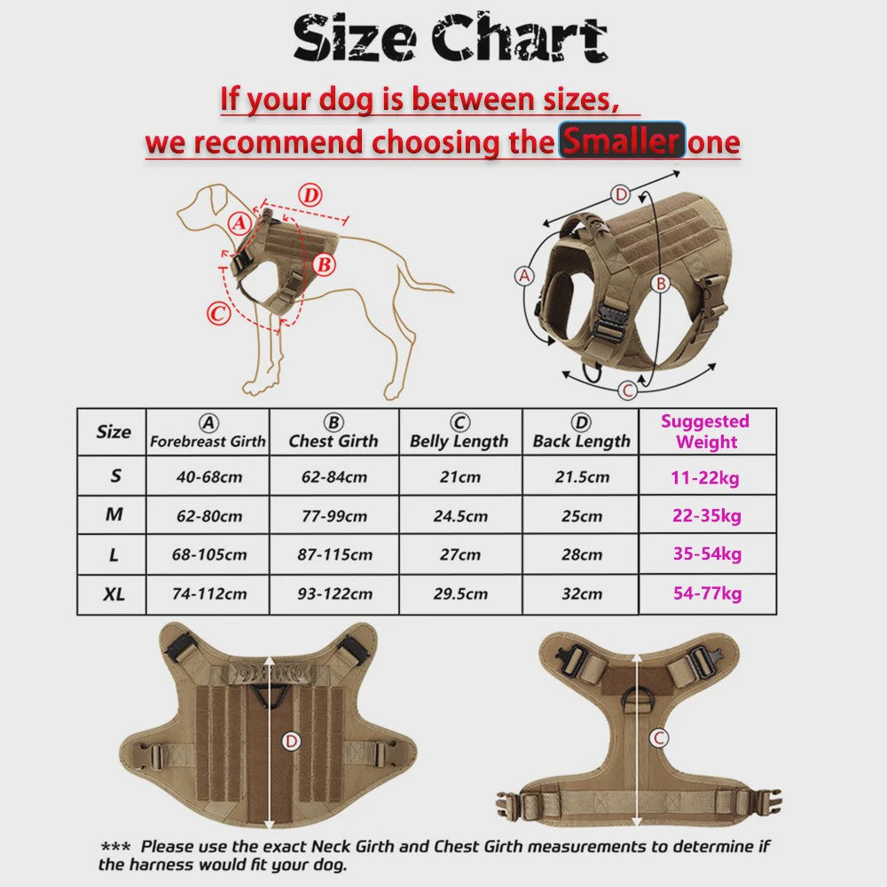 Tactisch Hondentuig voor Training & Werk - Militair Stijl Vest voor Grote Honden
