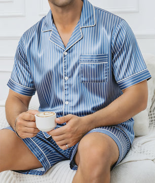 Heren Zomer Pyjama Set Korte Mouw - Zacht & Comfortabel Nachtkleding en Loungewear
