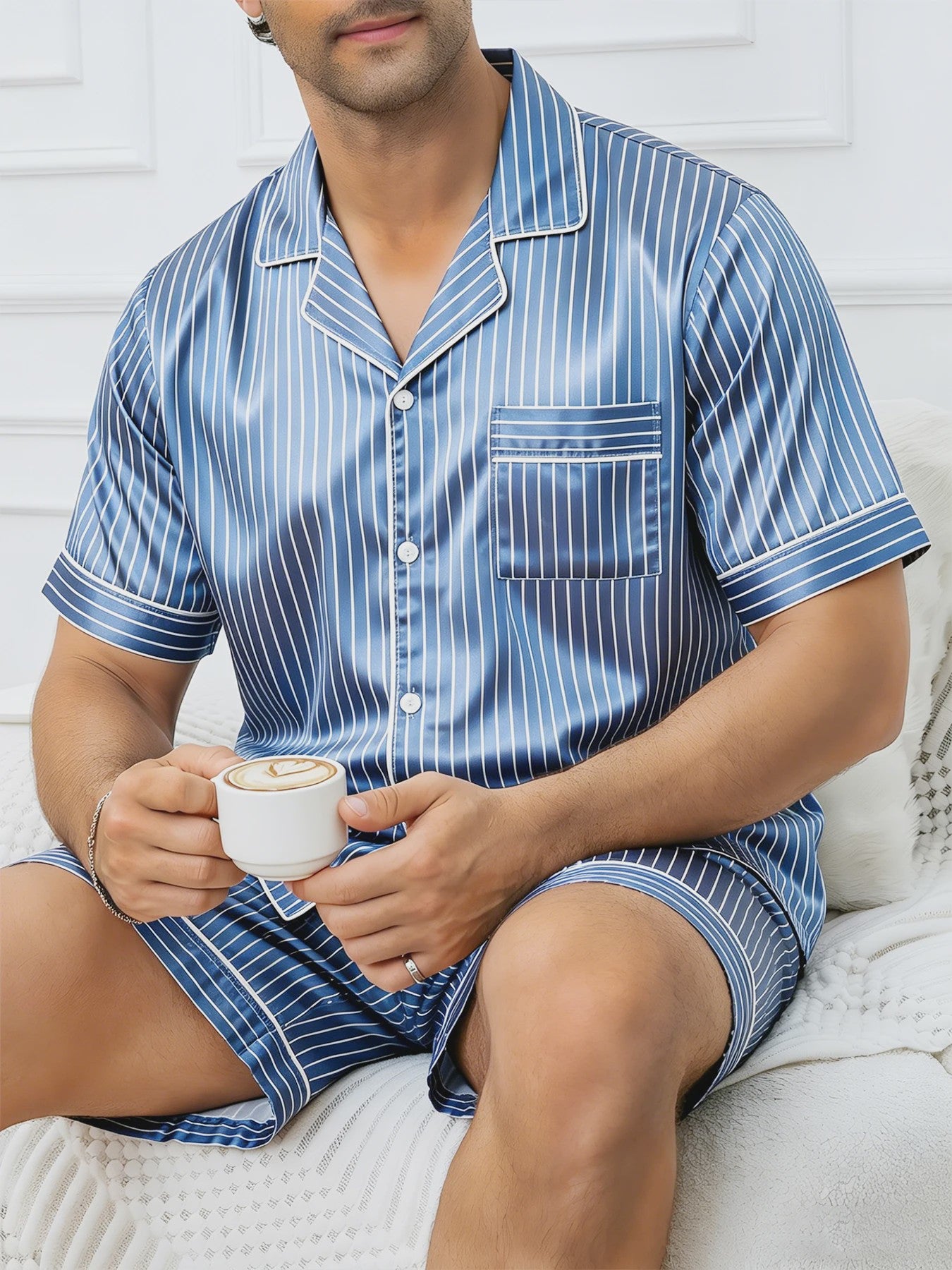 Heren Zomer Pyjama Set Korte Mouw - Zacht & Comfortabel Nachtkleding en Loungewear