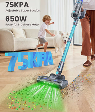 Homore NH007 Krachtige Snoerloze Steelstofzuiger - 650W, 75KPA, LED Verlichting & Zelfstandig Staand