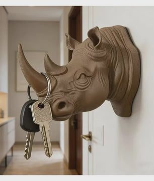 Creatieve Neushoornkop Wandhaak: Stijlvolle Sleutelhanger & Decoratieve Organizer