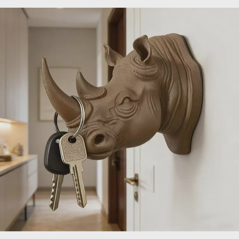 Creatieve Neushoornkop Wandhaak: Stijlvolle Sleutelhanger & Decoratieve Organizer