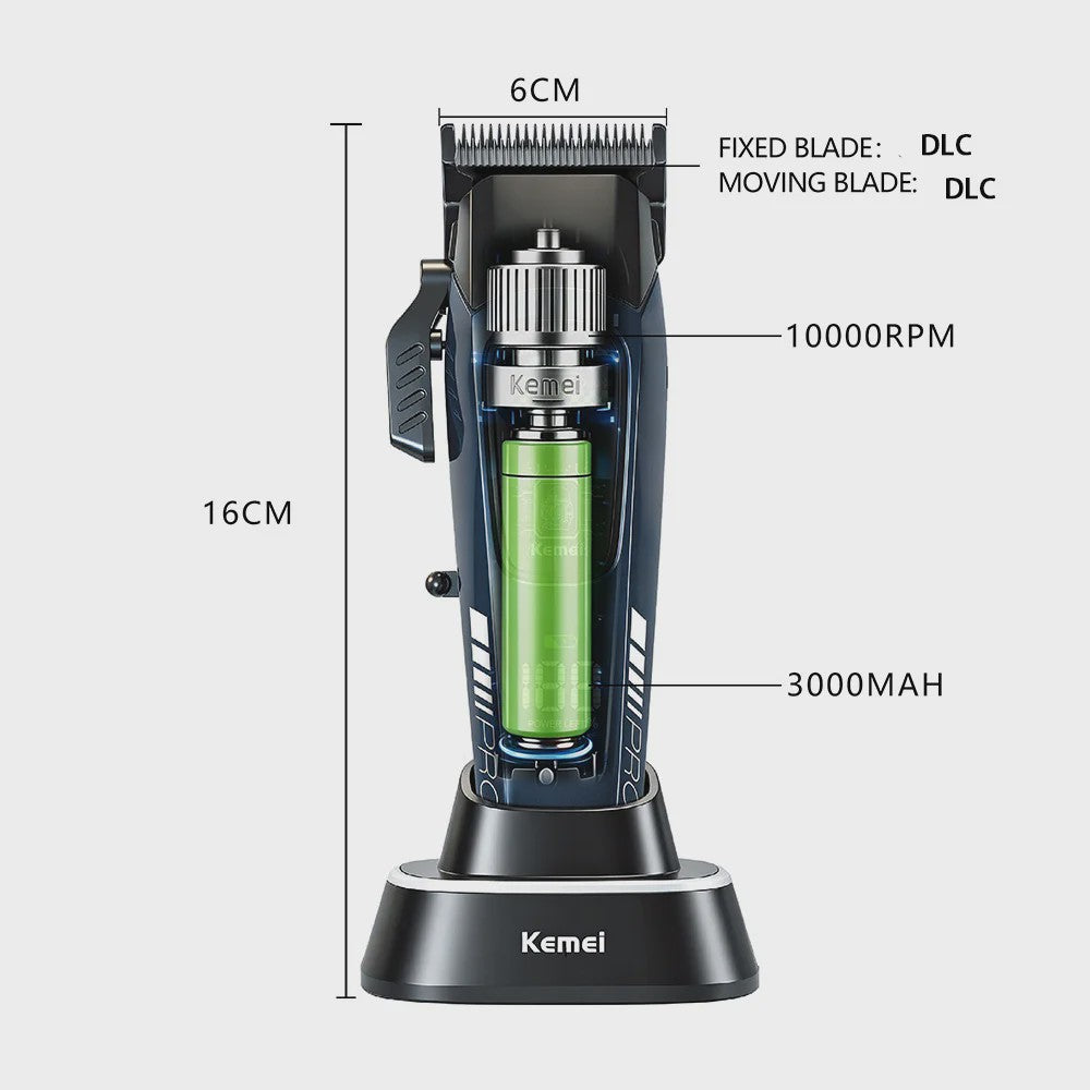 Kemei 2381 Professionele Trimmer Set - 10000 RPM, LED Display, Draadloos