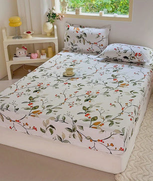 3-delige Beddengoedset met Print: Zacht, Comfortabel, 1 Hoeslaken + 2 Kussenslopen (zonder vulling)