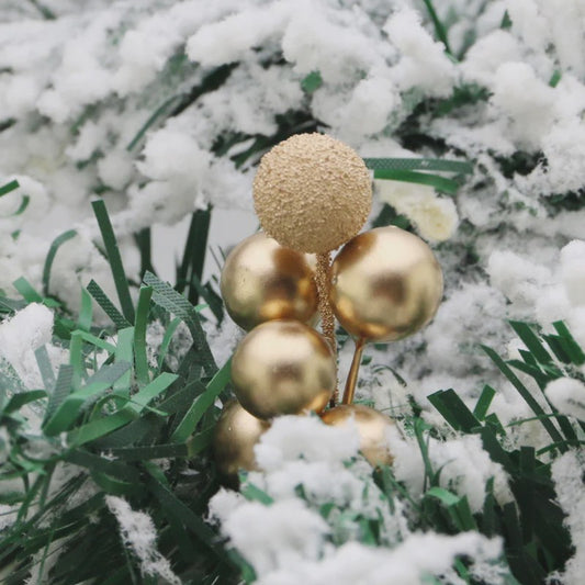 10x Gouden Bessen Decoratie Takjes - Kunstkerstboom & Krans Versiering
