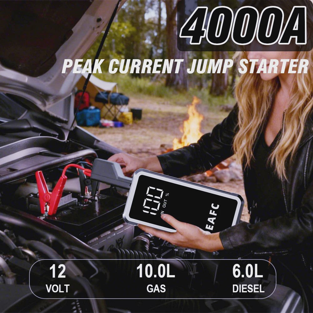 EAFC 4000A Draagbare Jump Starter & Powerbank - Noodstartapparaat met Slimme Klemmen