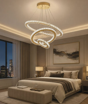 Luxe Kristallen Plafondlamp 3 Ringen LED Hanglamp - Sfeervolle Verlichting