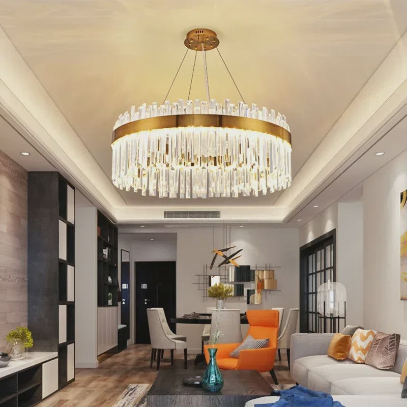 Moderne Kristallen Plafond Hanglamp Goud - Luxe Verlichting voor Woonkamer & Eettafel