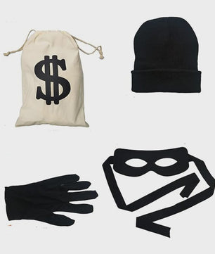 Halloween Bankrover Kostuum Set - Masker, Muts & Geldzak voor Feest & Cosplay