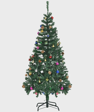 Homcom Artificial Christmas Tree 150 cm with 420 Branches Pine Cones Ornaments Christmas Decoration for Indoors Green