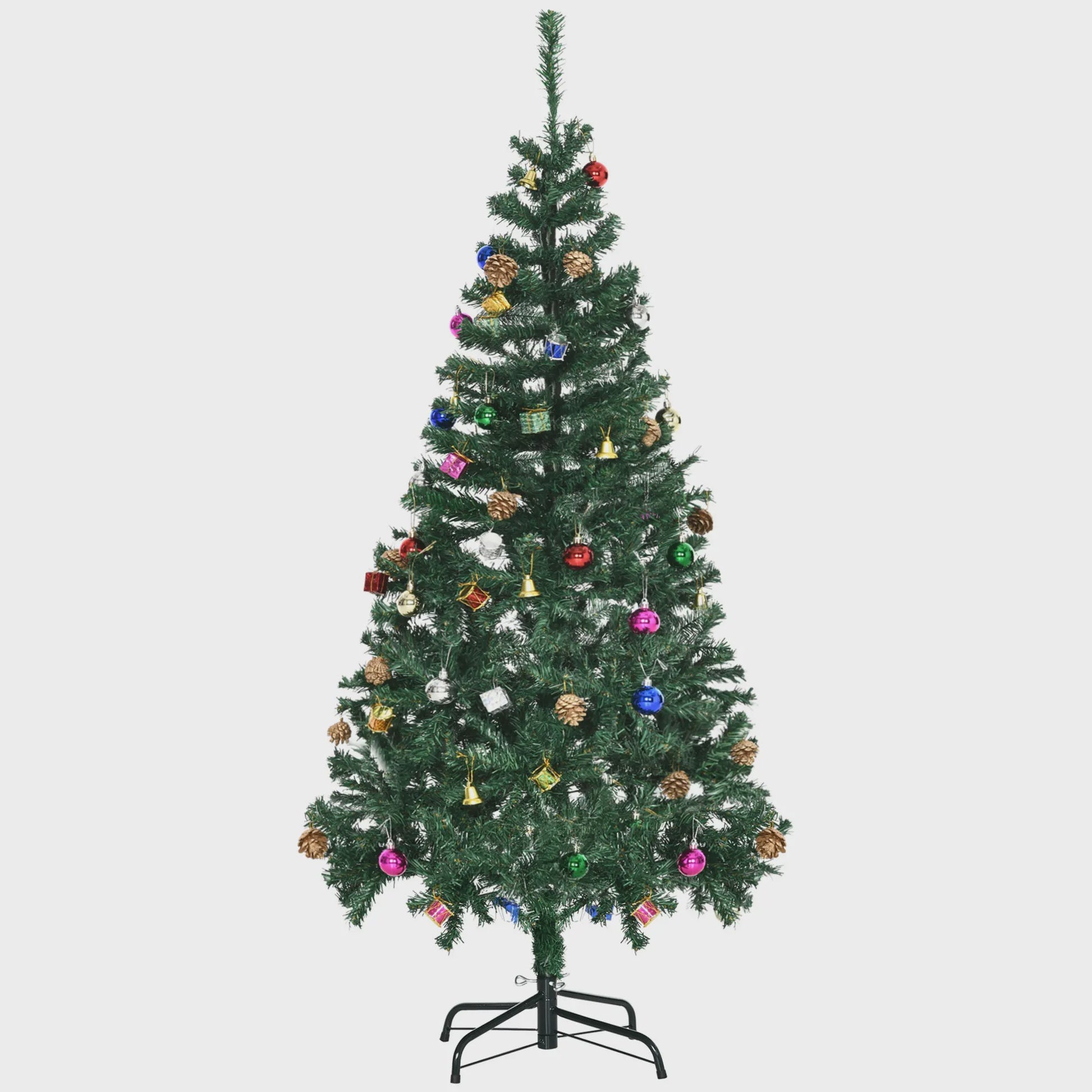 Homcom Artificial Christmas Tree 150 cm with 420 Branches Pine Cones Ornaments Christmas Decoration for Indoors Green