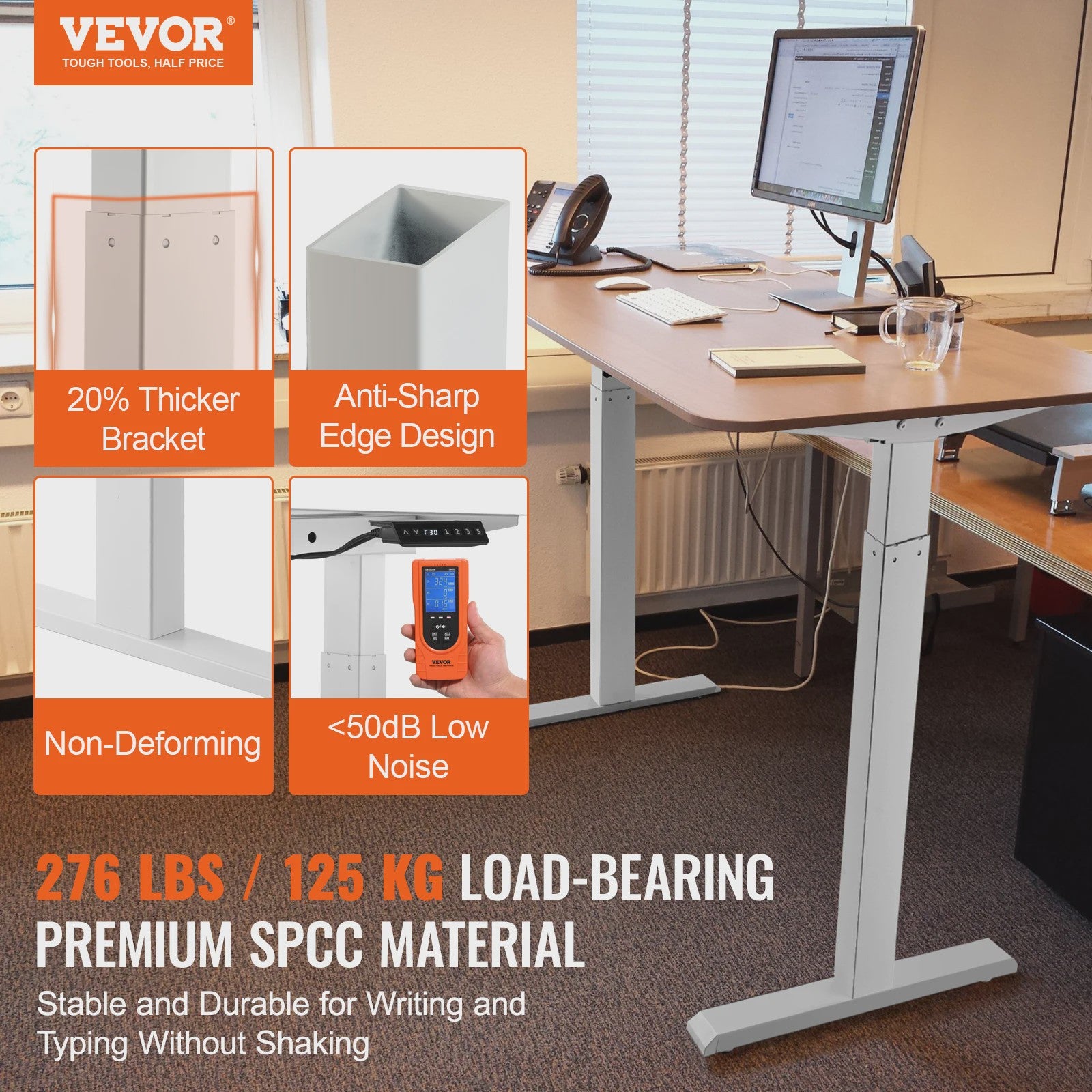 Elektrisch Sta-Bureau Frame: Verstelbaar Werkstation voor Thuis of Kantoor