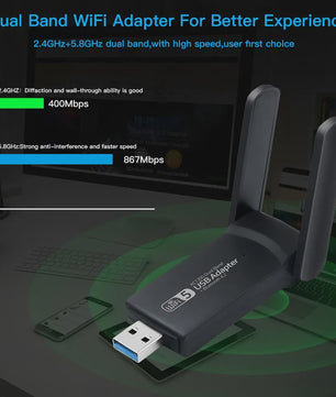 USB 3.0 WiFi Adapter 1300Mbps Dual Band AC met Bluetooth 4.2 voor Desktop & Laptop