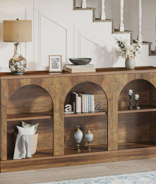 Farmhouse Console Tafel 63 Inch met 3 Niveaus - Houten Entree & Sofa Tafel