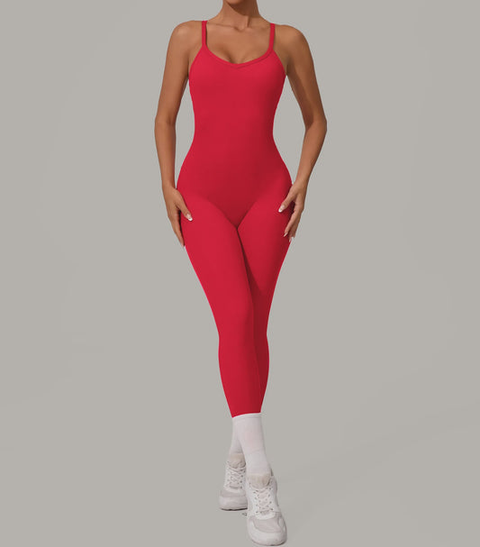 Sportieve Dames Jumpsuit met Open Rug en Kruisbanden - Perfect voor Yoga, Fitness & Zomer